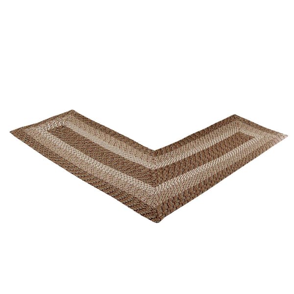 Country Stripe Braid Collection Straw Stripe 24" x 48" x 48" L-Shape 100% Polypropylene Reversible Area Rug