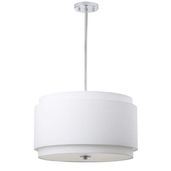 SAFAVIEH Piran 3-Light White Drum Hanging Pendant Lighting PND4007A ...