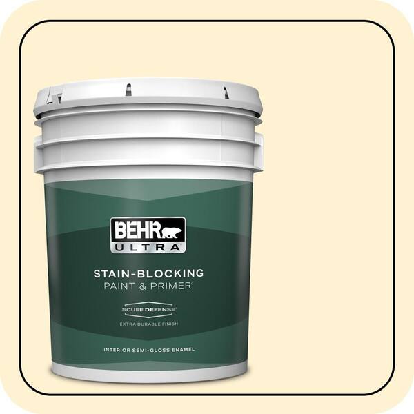 BEHR ULTRA 5 gal. #ICC-30 Cashmere Sweater Extra Durable Semi-Gloss Enamel Interior Paint & Primer