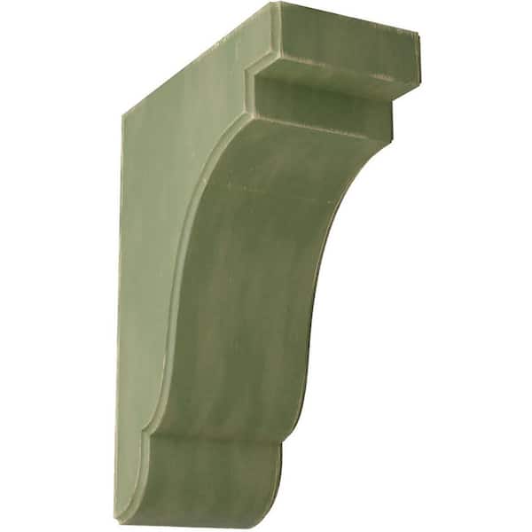 Ekena Millwork 3-1/2 in. x 9-1/2 in. x 7-1/4 in. Restoration Green Bedford Wood Vintage Decor Bracket