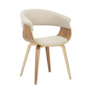 Vintage Mod Zebra Wood and Cream Fabric Dining Chair