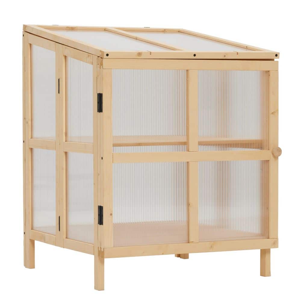 23.6 in. W x 24.4 in. D x 31.7 in. H Wood Natural Greenhouse, 2-Tier Foldab