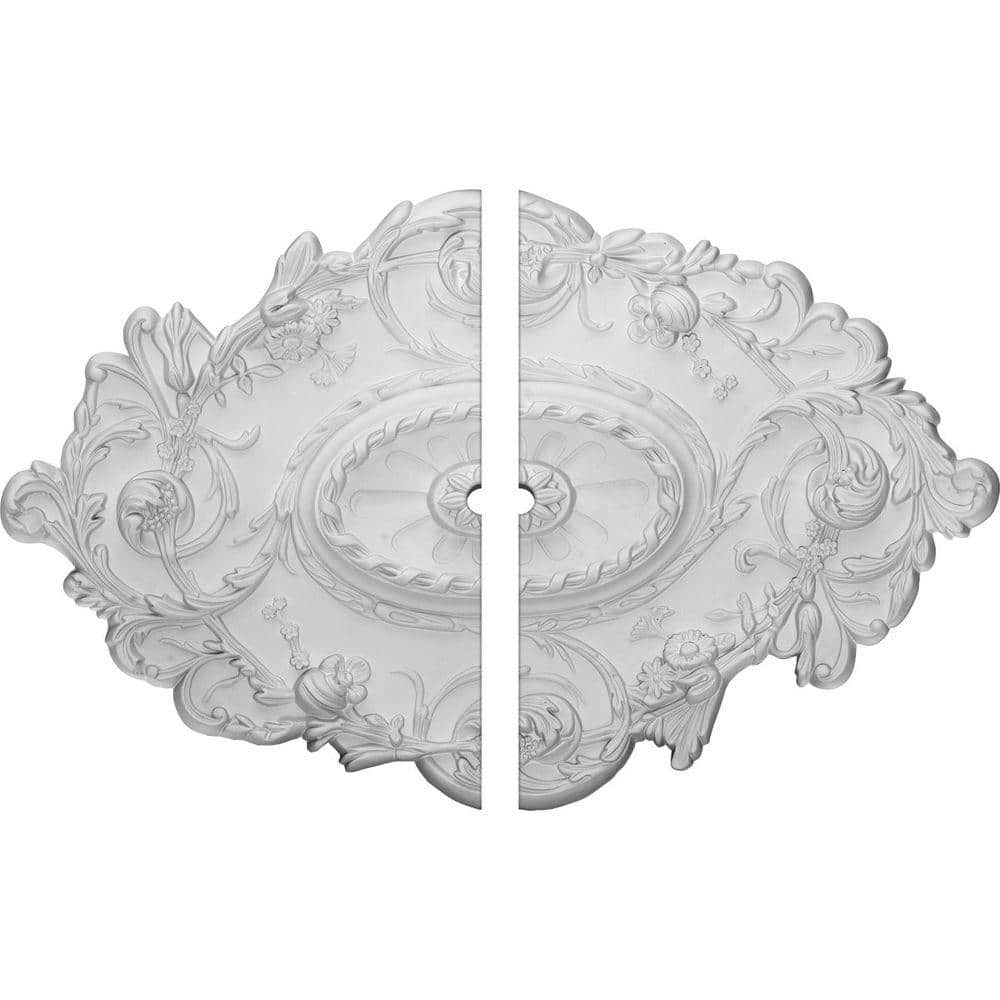 Primed White Polyurethane Strasbourg Ceiling Medallion, 30.5" x 20"