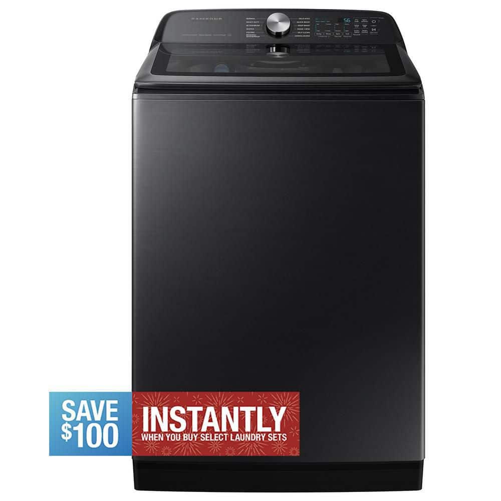 5.2 cu. ft. Large Capacity Smart Top Load Washer with Super Speed Wash in brushed black