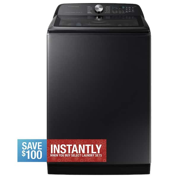5.2 cu. ft. Large Capacity Smart Top Load Washer with Super Speed Wash in brushed black