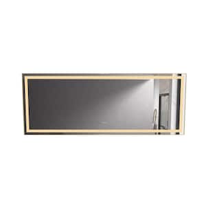 118 in. W x 36 in. H Large Rectangular Frameless LED Wall Bathroom Vanity Mirror in Polished Crystal