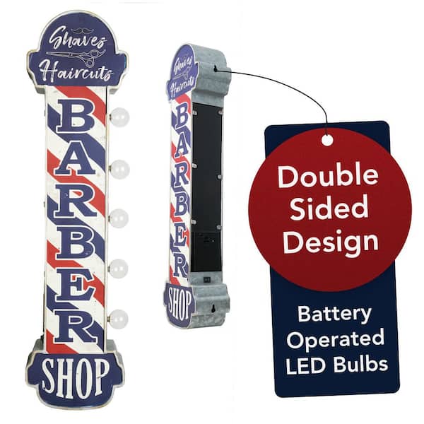 American Art Decor Vintage LED Marquee Wall Decor-Retro Wall Sign w/LED Light Bulb-Bar Decor Man Cave Garage Barber Shop 8 in. W x 30 in. H
