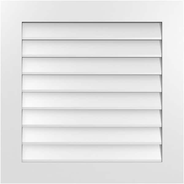 30 in. x 30 in. Rectangular White PVC Paintable Gable Louver Vent Non-Functional