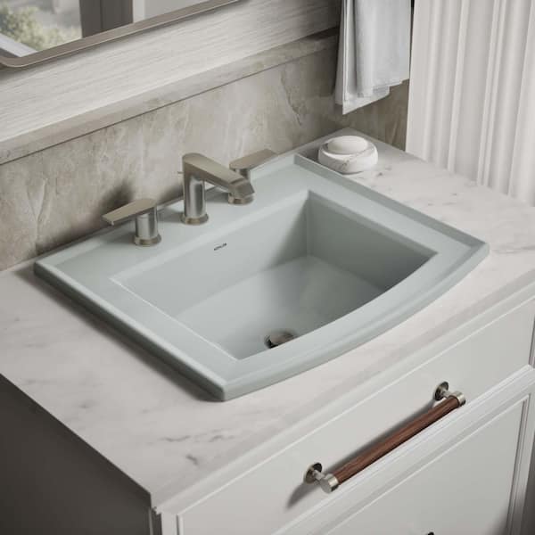 Archer 22.6 in. x 19.44 in. Drop-In Bathroom Sink in Ice Grey Glass