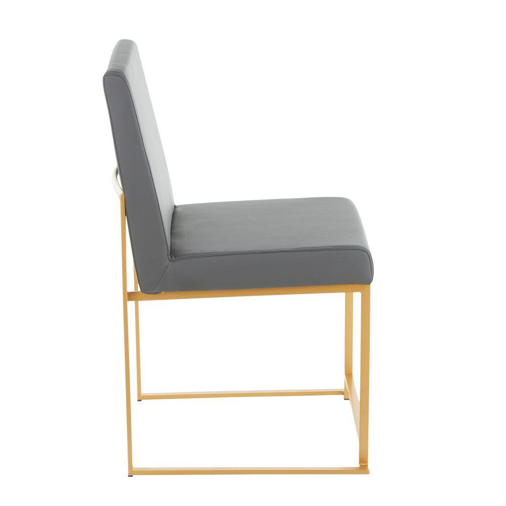 Elevated Fuji Gold Metal Frame Side Chair with Grey Faux Leather