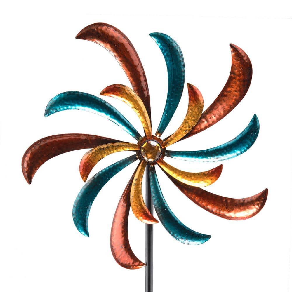 63" Multicolor Metal Windmill Garden Stake Spinner