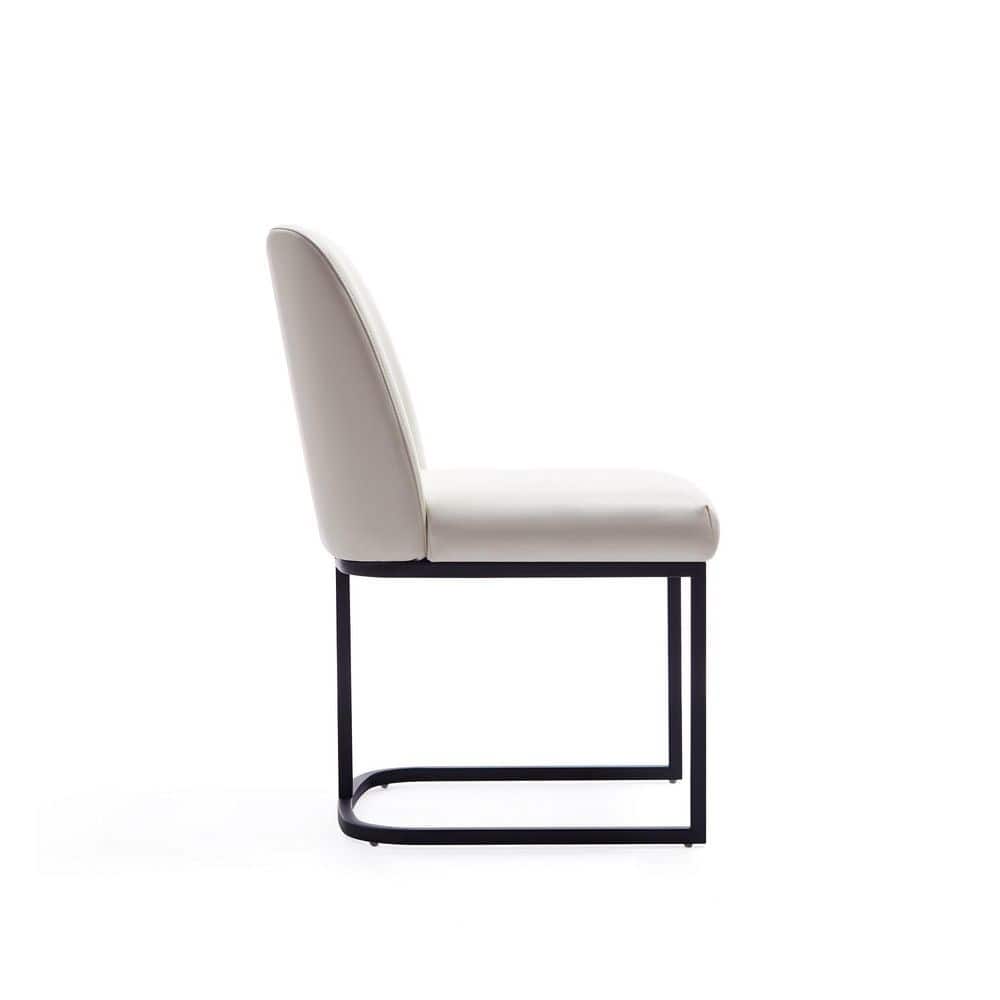Serena Cream Faux Leather Dining Chair with Metal Base