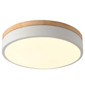 11.81 in. 1-Light Modern Round White Selectable LED Flush Mount Ceiling Light for Living Room Kitchen Balcony