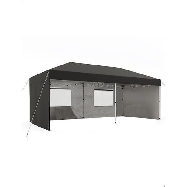 homfan 10 ft. x 20 ft. Pop Up Canopy with 4 Sidewalls Outdoor Canopy Tent with Portable Roller Bag-3 Adjustable Height