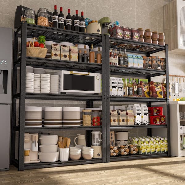5-Tier Metal Garage Storage Shelving Unit Standard Bookcase in Black ( 72 in. H x 48 in. W x 20 in. D )