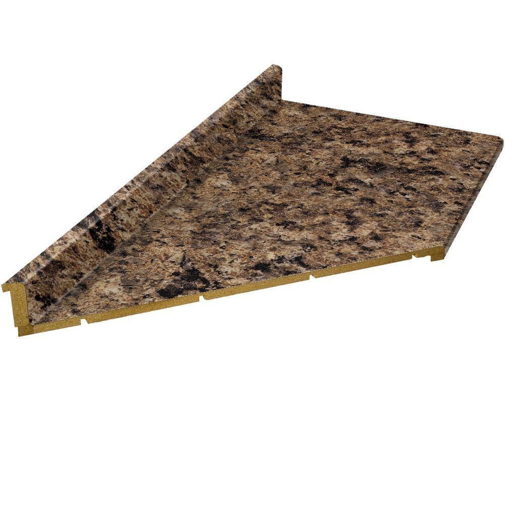Hampton Bay 10 Ft Laminate Countertop With Left Miter In Milano Brown With Tempo Edge And Integrated Backsplash 472560t10lh The Home Depot