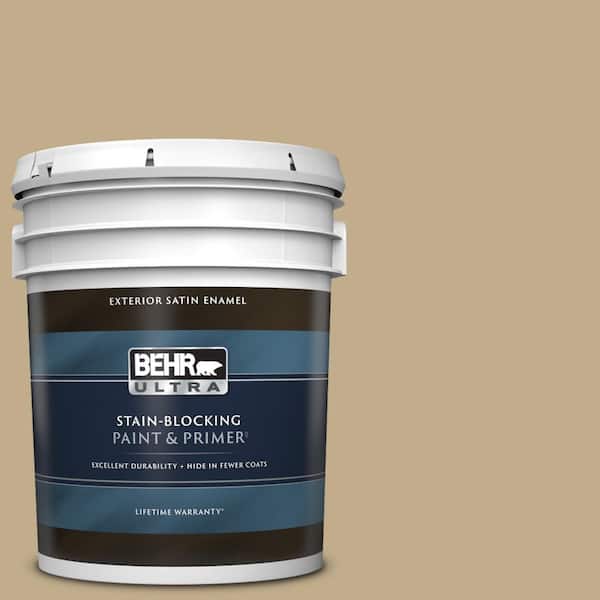 BEHR ULTRA 5 gal. #PPU7-21 Woven Straw Satin Enamel Exterior Paint & Primer