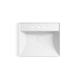 Brazn Vitreous China Rectangular Vessel Sink in White