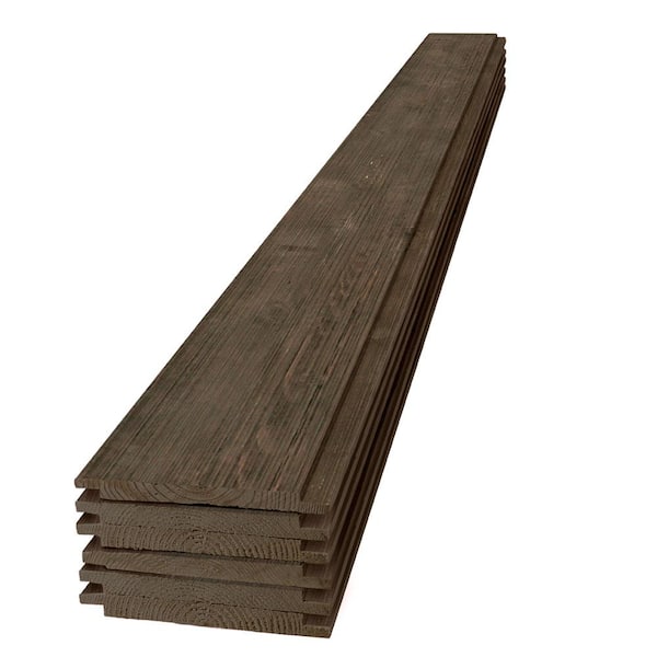 UFP-Edge 1 in. x 8 in. x 8 ft. Barn Wood Dark Brown Pine Shiplap Board (6-Pack)