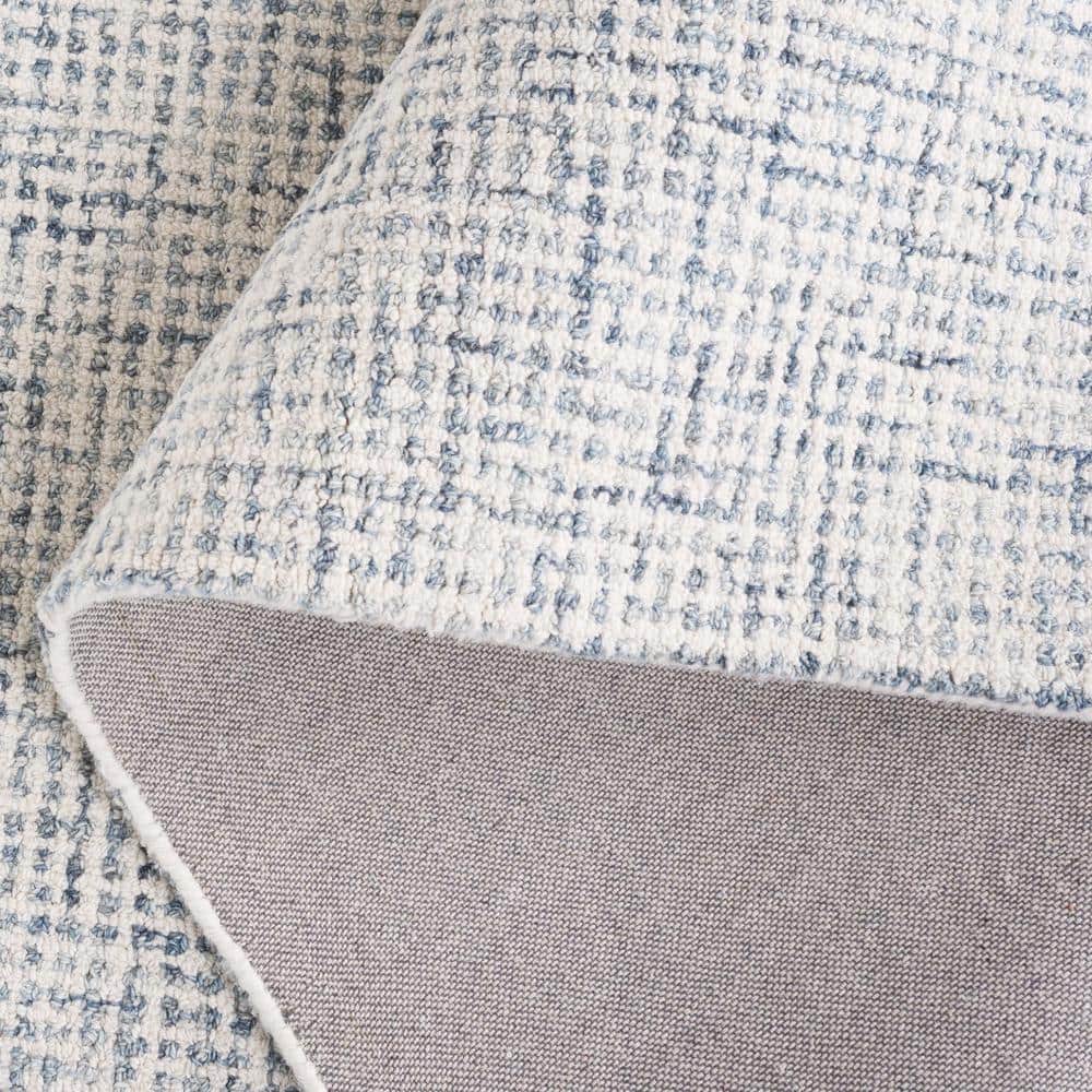 Handmade Blue and Ivory Wool Rectangular Area Rug 4' x 6'