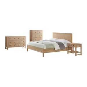 Arden Light Driftwood 4-Piece Bedroom Set With King Bed, Nightstand, 5-Drawer Chest, 6-Drawer Dresser