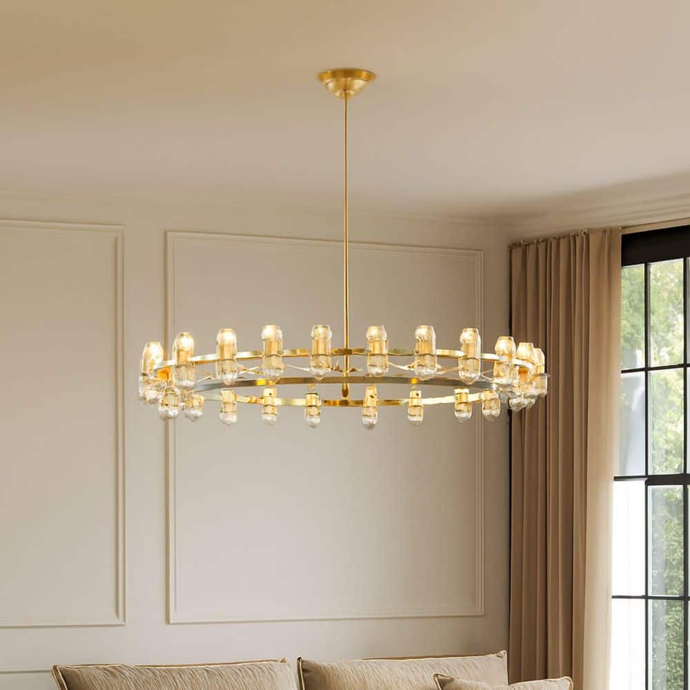 48-Light Gold LED Crystal Chandelier with Iron Frame, Adjustable Height and G4 Bulb Included price history on PriceWatchPro