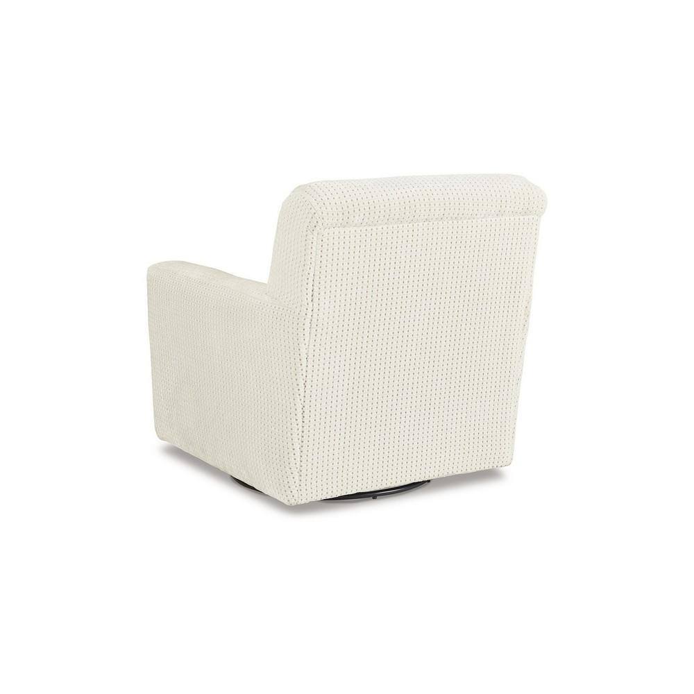 Ivory Polyester Swivel Glider Accent Chair