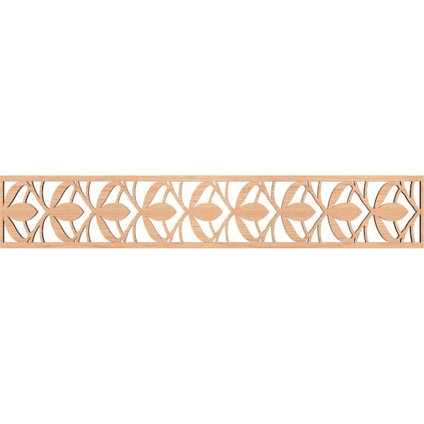 Ekena Millwork Salem Fretwork 0.375 in. D x 46.625 in. W x 8 in. L Hickory Wood Panel Moulding