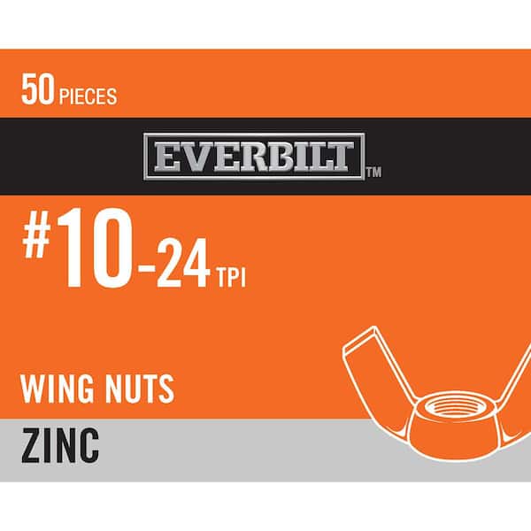 Everbilt #10-24 Zinc Plated Wing Nut (50-Pack)