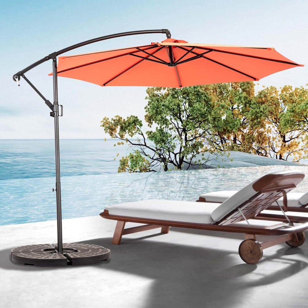 10 ft. Steel Offset Hanging Cantilever Patio Umbrella with Easy Tilt and 8 Ribs in Orange price history on PriceWatchPro