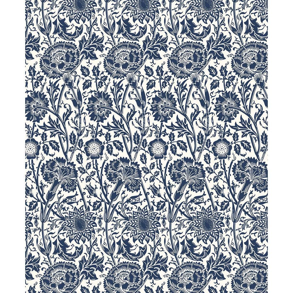 Navy Blue Tonal Floral Trail Unpasted Nonwoven Paper Wallpaper Roll 57.5 sq. ft. price history on PriceWatchPro