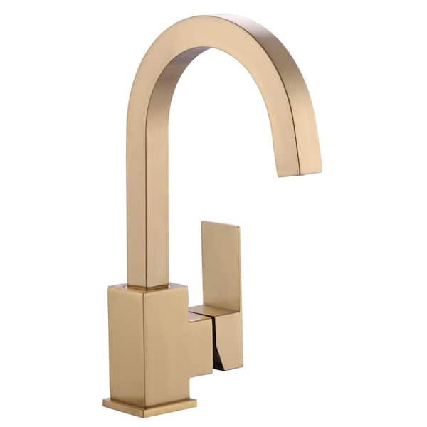 IVIGA Single Handle Single Hole Stainless Steel Bar Faucet with cUPC Supply Lines in Brushed Gold
