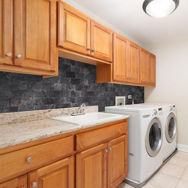 Graphite Stone 3 in. x 6 in. PVC Peel and Stick Backsplash Tile for Kitchen, Fireplace, RV - 100-Pack