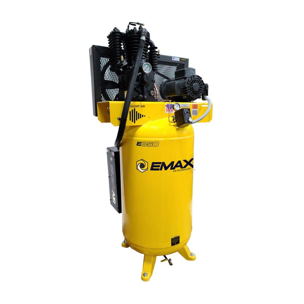 EMAX Industrial Series 80 Gal. 5 HP 1-Phase Silent Air Electric Air Compressor with Pressure Lubricated Pump -  HS05V080I1