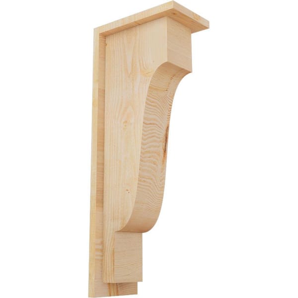 Ekena Millwork 6 in. x 10 in. x 26 in. Douglas Fir Newport Rough Sawn Corbel with Backplate