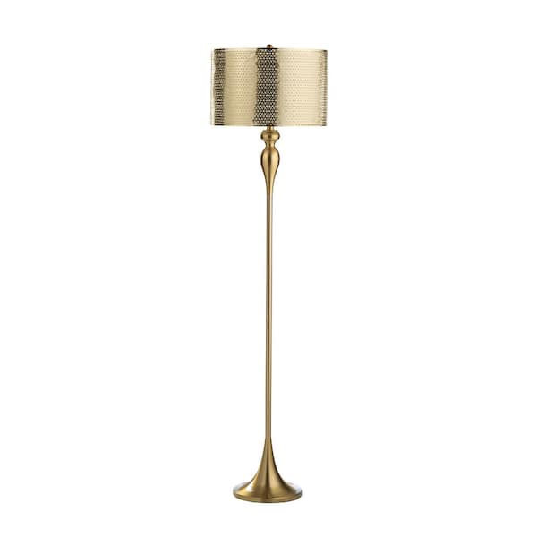 63.5 in. Brushed Modern and Contemporary Standard Floor Lamp with Gold Metal Shade