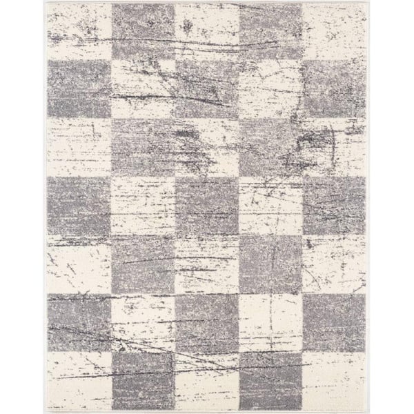 Rug Branch Nova Modern White Grey 5 ft. 3 in. x 7 ft. 5 in. Abstract Area Rug