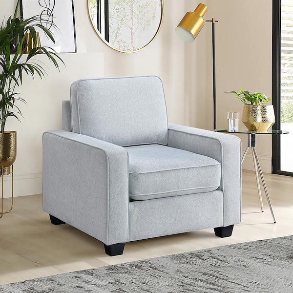 Lazzara Oswald Gray Textured Fabric Upholstery Accent Arm