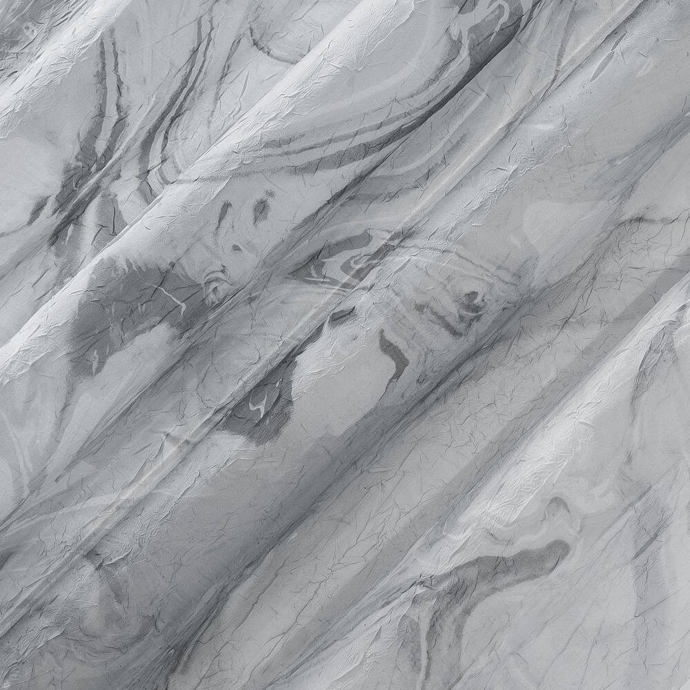 Gray Marble Print Sheer Voile Rod Pocket Curtain Panel, 51" x 84"