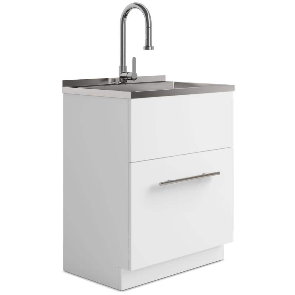 UPC 840469095076 product image for Metro All-in-One 28 in. Utility Laundry Sink with Cabinet in Pure White Drop-In | upcitemdb.com