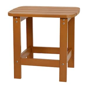 Faux Wood Grain Resin Rectangle Outdoor Side Table