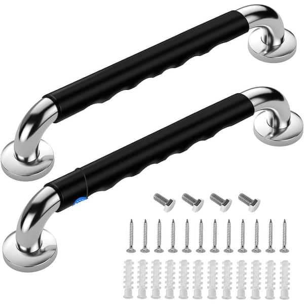24 in. Exposed Screw Bathtubs and Showers Anti Slip Handicap Grab Bars Handrail in Stainless Steel (2-Pack)
