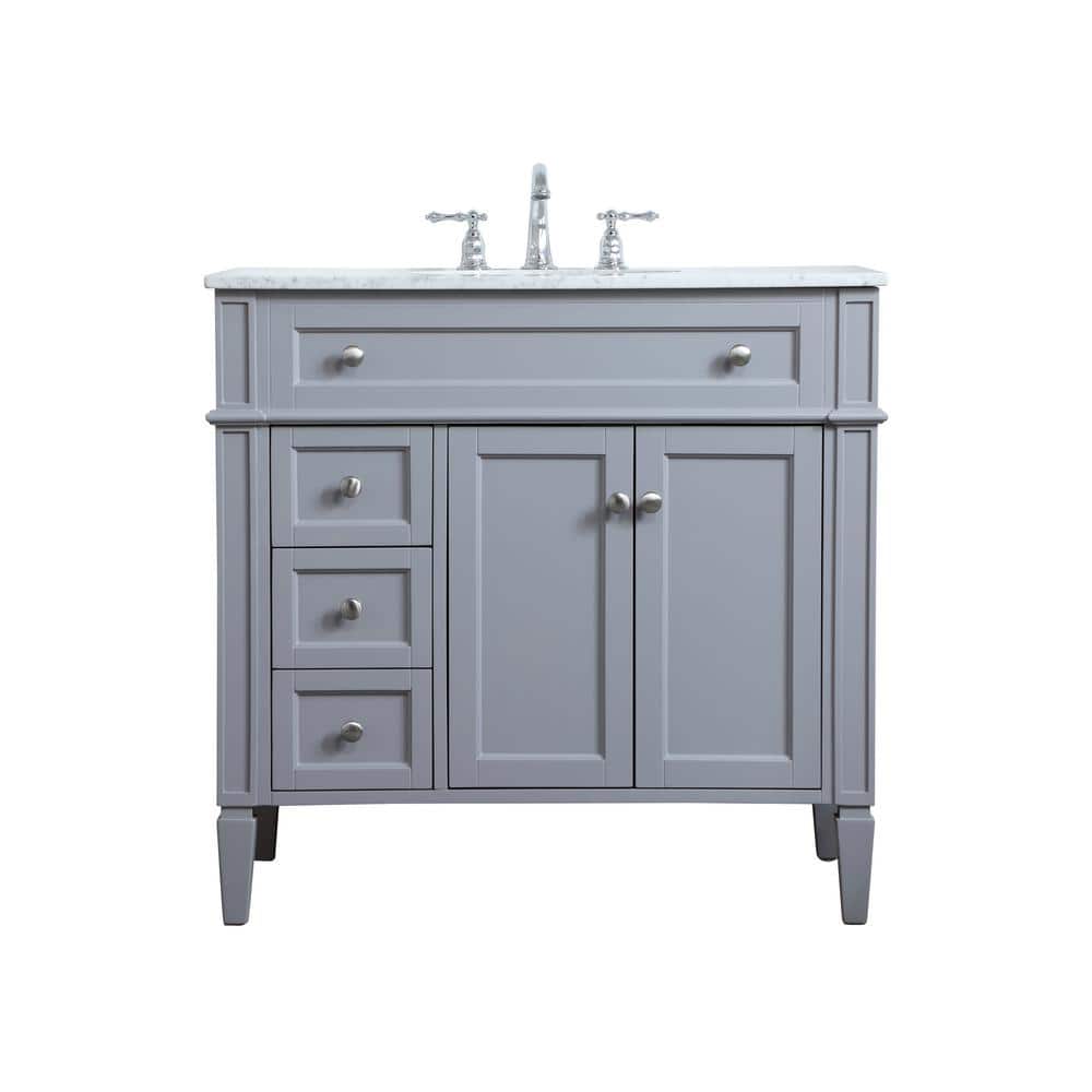 Simply Living 36 in. W x 21.5 in. D x 35 in. H Bath Vanity in Grey with Car