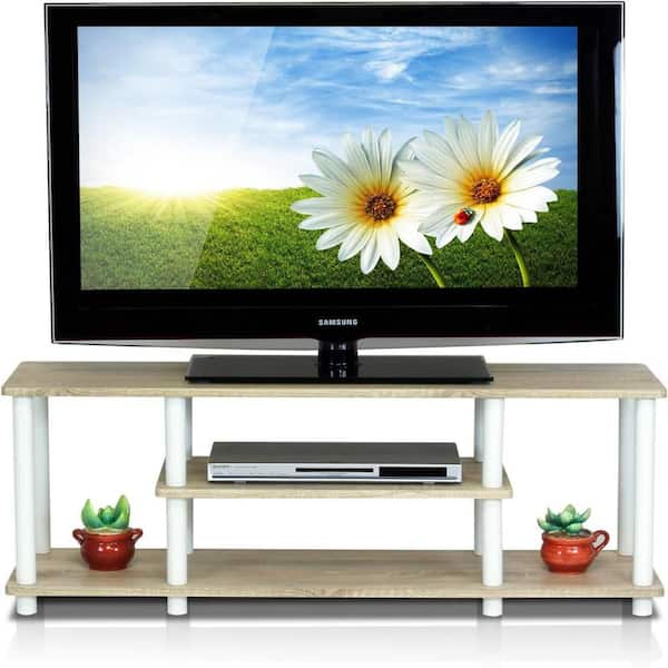Oak and White TV Stand Fits TV's up to 75 in.