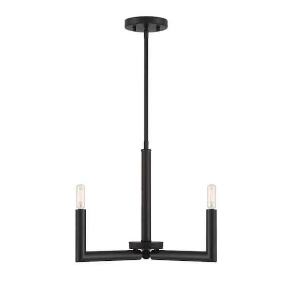 TUXEDO PARK LIGHTING 3-Light Matte Black Dimmable Contemporary Chandelier for Dining Room Kitchen Foyer