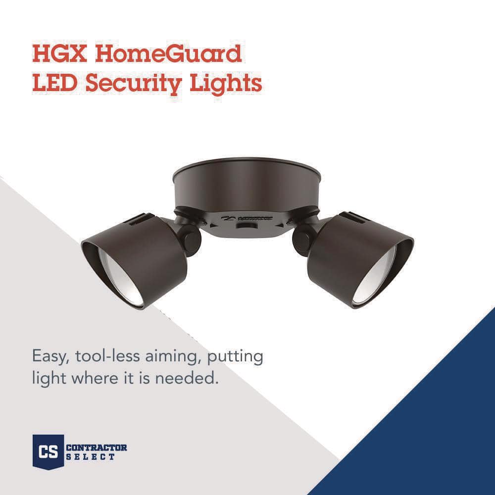 Dark Bronze Dual Head LED Outdoor Security Flood Light