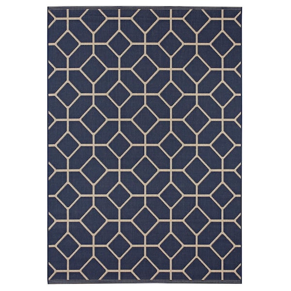 BALTA Kensington Navy 8 ft. x 10 ft. Indoor/Outdoor Area Rug
