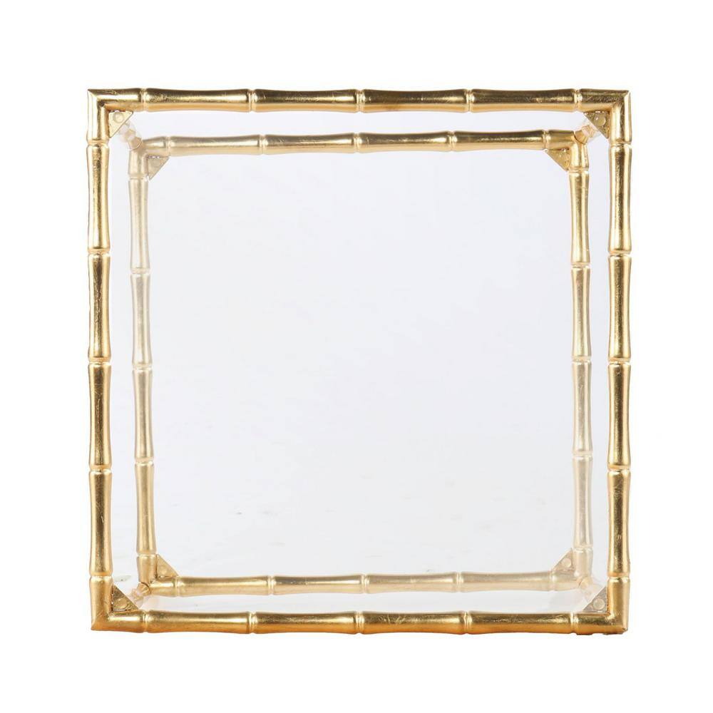 Valerie 19.25 in. Gold Square Glass End Table