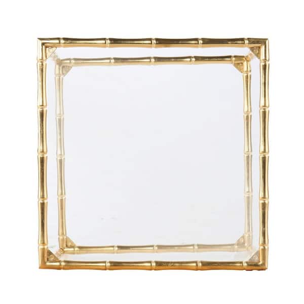 Valerie 19.25 in. Gold Square Glass End Table