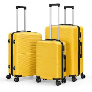 Hikolayae Hardside Spinner Luggage Sets in Yellow, 3 Piece, TSA Lock